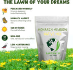 Earthwise Monarch Meadow Native Wildflower Seed Mix – Monarch Magnet, Pollinator Friendly, Colorful Blooms, Drought Tolerant, Organic, Chemical-Free, Pet Safe – Covers Up to 1,200 sq ft, 1/2 lb