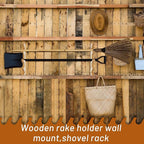 Beeveer 2 Pairs Pine Wood Garden Tool Organizer Wall Mount Garage Shed Yard Organization Racks Horizontal Garden Tool Holder for Wall Shovels Rakes Long Handled Objects Storage, 8 Slots in Total
