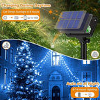 2 Pack Solar String Lights for Outside - 160LED 66FT Solar Fairy Lights Outdoor Waterproof 8 Modes, Copper Wire Solar Powered Twinkle Lights for Tree Garden Christmas Wedding Party Decor, Blue
