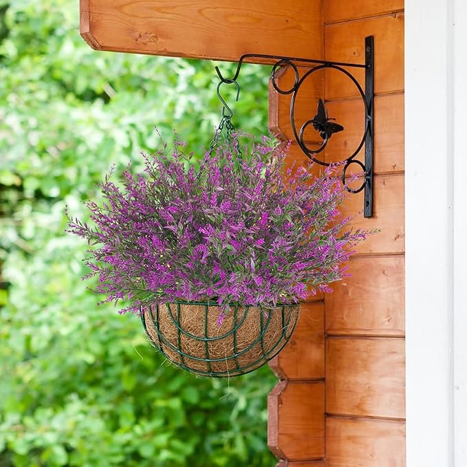 42 Pcs Fake Lavender Flowers Outdoor UV Resistant Faux Plastic Lavender Flowers No Fade Artificial Lavender Purple Plants for Outside Garden Porch Window Box Hanging Planter Decor (Fushia)