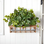 Nearly Natural 15in. Pothos Ledge Plant (Set on Foam) Silk Plant,Green