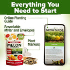 HOME GROWN Melon Seeds 5 Variety Mix 115+ Heirloom Non-GMO, High Germination, Watermelon Sugar Baby, Cantaloupe, Honeydew, Sweet & Juicy Summer Fruit, Indoor Outdoor Garden (Cucumis melo/Citrullus)