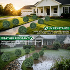 Artificial Boxwood Topiary Trees with Ground Spike,2 Pieces Fake Pine Shrubs Bushes, UV Resistant Faux Evergreen Cypress Tree Plants for Indoor Outdoor Planters Front Porch