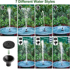 24-Hours Working Bird Bath Fountains Plug-in, Jutai Adjustable DC 12V Water Fountain Pump with LED Light for Birdbath, Garden, Small Fish Tank, Pond,16.4Ft Power Cord, Adapter Included(White)