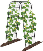 Cucumber Trellis for Raised Bed, U-Shape Metal Garden Arch, Rustproof PE-Coated Plant Support for Cucumbers, Beans, Tomatoes, Squash, Flowers (Black, 31.5 * 49.2 * 82.7inch(L*W*H))