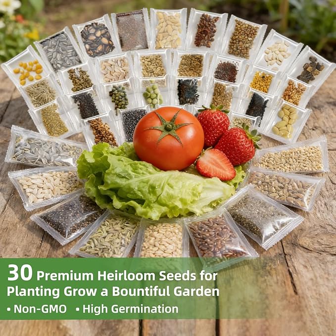 【Seed Vault】 Heirloom Vegetable Seeds Planting Kit - 15,000+ Non-GMO Seeds for Hydroponic, Indoor & Outdoor Gardening | Includes Tomato, Cucumber, Carrot Seeds & Survival Backpack Emergency Gear