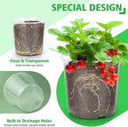 10 Inch Large Clear Nursery Pots with Drainage, 5 Pack Plastic Pots for Plants, Ideal Seedling Pots and Plant Pots for Vegetables, Orchids, Aloe, Indoor Outdoor Use (10 inch-5 Pack)