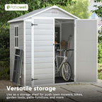 Patiowell 6 x 4 FT Plastic Outdoor Storage Shed with Floor, Resin Outside Sheds with Window, Garden Tool Shed with Lockable Door for Patio Storage, Backyard, Light Gray