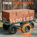 Sekey 1400lbs Heavy Duty Steel Garden Cart for Farm & Construction, 7.7 Cu.Ft. Extra-Large Utility Wagon with Removable Sides, 2-in-1 Towable Handle, 13" Rubber Tires, Green