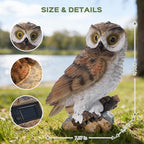 Solar Owl Garden Outdoor Statue,Owls Figurine Sculpture with LED Lights for Porch Patio Lawn Yard Deck Spring Summer Decor - Mother's Day Housewarming Gift for Women Men Owl Lover