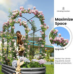KING BIRD Raised Garden Bed with Arched Trellis Galvanized Planter Garden Box Outdoor for Gardening, Climbing Vegetables, Flowers, Dark Grey, 5.9x2.95x0.98 Ft