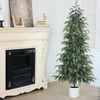 5FT Real Touch Cedar Topiary Trees for Front Porch Decor, Artificial Shrubs Faux Plants Potted UV Resistant Fake Greenery for Outdoor Indoor Door Garden Farmhouse Home Decoration (Set of 2)