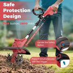 Battery Powered Tiller Compatible with Milwaukee 18V Battery(Tool Only), 310RPM Folding Electric Rototiller Features 40 Steel Tines, 9.1In Tilling Width & 6.3In Depth Tiller