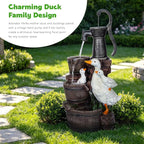 29.1" H Duck Outdoor Fountain with LED, Cascading Waterfall Garden Fountain, Freestanding Water Feature for Patio, Yard, Lawn, Deck and Home Decor