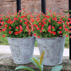 Outdoor Artificial Plant UV Resistant Fake Stems Plants, Faux Plastic Greenery for Indoor Outside Hanging Plants Garden Porch Window Box Home Wedding Farmhouse Outdoor Decorations for Patio (Red)