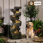 Sunlinua 48.6" H Outdoor Water Fountain with 6 Tiers Large Cascading Realistic Rock Waterfall Fountains with LED Lights Outdoor Water Fountain for Garden Patio Backyard Porch Home Decor
