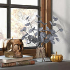 Artificial Eucalyptus Stems in Glass Vase with Faux Water Halloween Decor, 14” Fake Plants for Home Decor Table Centerpieces Office Bathroom Faux Plants Indoor Black Decorations