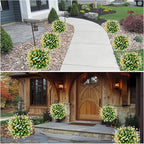 2 Pack Artificial Boxwood Topiary Ball Tree with Spike,15.75" Outdoor UV Resistant Fake Plants Shrubs Bushes,Faux Flower Evergreen for Pot Fillers Planter Porch Yard Outside Spring Decoration
