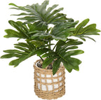 Briful Fake Plants Potted Monstera Plant Artificial Realistic Houseplant in White Ceramic Vase Wrapped Woven Pot, Faux Plant Indoor for Home Farmhouse Wedding Tabletop Shelf Decor