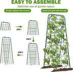 Heavy Duty 50"x17" Adjustable A-Frame Trellis for Climbing Plants – Rust-Proof Metal Garden Trellis with Dense Grid Design, Perfect for Raised Beds, Tomatoes, Cucumbers & Outdoor Vines (Green, 2 Pcs)