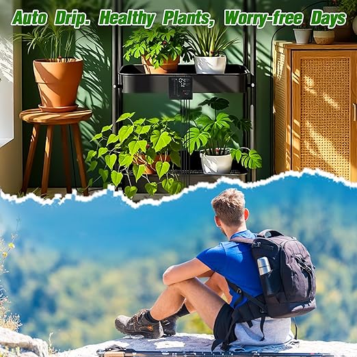 Automatic Drip Irrigation System, Plant Self Watering Devices for Vacation,Auto Plant Waterer,Drip Irrigation Timer for Potted Plants Indoor Garden Greenhouse (15 Pots,Adjustable Dripper)
