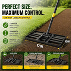 Lawn Leveling Rake - Heavy Duty 17"x10" Stainless Steel Leveler Plate,Reinforced Welds,28-60" Adjustable, Anti Flipping Smooth Edge,for Soil, Dirt,Ground,Backyard Top Dressing,Landscaping