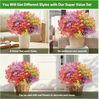 Artificial Flowers for Outdoor,Silk Flowers No Fade Fake Plastic Flowers UV Resistant Faux Plants for Outdoors Outside Front Porch Hanging Planter Window Box Garden Home Decoration,42 Pack(Mixed)