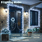 Extra-Long 144FT Solar String Lights Outdoor, 2 Pack 400LED Solar Fairy Lights for Outside Waterproof, Silver Wire 8 Lighting Modes Solar Twinkle Lights for Tree Garden Party Xmas Decor (Cool White)
