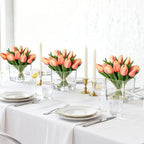 GarveeLife 12 Pcs Artificial Tulips Flowers, Real Touch Faux Tulip Stems for Vase, Home Kitchen Wedding Dining Table Decorations, Ideal Gift for Mother's Day, Easter, Valentine's Day (Orange)