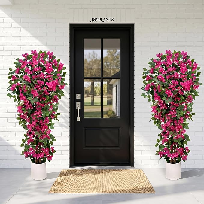 5FT Artificial Bougainvillea Tree,Fake Plants Fake Flowers,Silk Floral Plant in Black Pot,Faux Tree UV Resistant for Spring Decor Living Room,Porch, Garden, Indoor & Outdoor