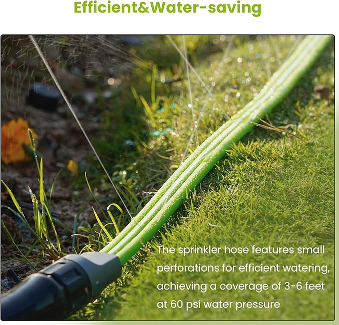 Sprinkler Soaker Hose 25FT 2Pack, Watering Hose with Holes, High-Efficiency Sprinklers System for Garden and Lawn with Staples