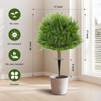 JTING' CHOISIR Set of 2 Artificial Cypress Cedar Boxwood Topiary Ball Trees with Ground Spike, 26 Inches UV Resistant Fake Plant Bushes Shrubs, for Indoor Outdoor Front Porch Garden(Cypress)