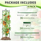 TCBWFY 4-Pack 48-Inch Adjustable Tomato Cages, Heavy-Duty Metal Plant Support Trellis for Garden and Pots, DIY Tomato Stakes, Height Adjustable 16 to 192 Inches