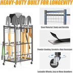 Ultrawall Garden Tool Organizer with Wheels, Yard Tool Storage Stand for Garage, Shed Tool Storage for Rake, Brooms, Tools Rolling Cart Indoor & Outdoor Use