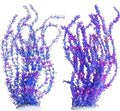 Hamiledyi Aquarium Plastic Plants Aquarium Decor Artificial Fish Tank Plants,Tall Fish Tank Decorations, Extra Large Aquarium Plant 23.6-inch Tall,2PCS（Purple Style B）