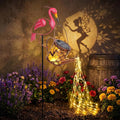 LOVERUIS Garden Statues with Solar Watering Can Lights, Cute Outdoor Garden Decor for Patio Yard Lawn Ornaments, Unique Gift for Women Mom Grandma (Flamingo)