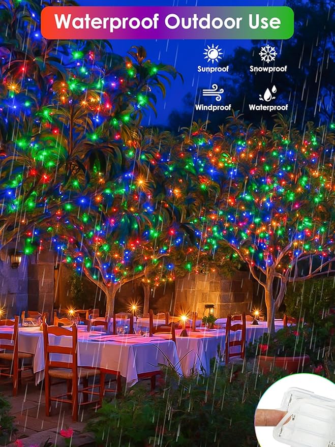 RGB Color Changing 33Ft 100LED 4th of July Fairy Lights Battery Operated, Waterproof String Lights USB Powered with Timer for Indoor & Outdoor, 18 Colors & Multicolor for Independence Day Memorial Day