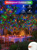 RGB Color Changing 33Ft 100LED 4th of July Fairy Lights Battery Operated, Waterproof String Lights USB Powered with Timer for Indoor & Outdoor, 18 Colors & Multicolor for Independence Day Memorial Day