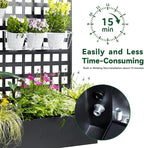 Metal Planter Box with Trellis, 71"x47"x16" Raised Garden Bed Outdoor with Privacy Screen & Lattice Trellis & Lockable Casters, Vertical Garden Box with Drainage Hole for Climbing Plants, Vegetable