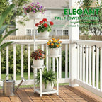 TOSKING 5 Tier Tall Plant Stand Indoor Outdoor,Anti-Tip Plant Stand indoor, Wide Base for Pots, Child and Pet Friendly,Heavy Duty Corner Shelf for Plants & Decor, Space Saving ,Tiered Metal Flower Pot Stand for Balcony, Garden, Living Room, Patio (Whit...