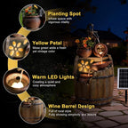 Solar Outdoor Water Fountain with Pump, 29 Inch High Rustic Barrel Cascading Waterfall Fountain, 3-Tier Garden Water Feature for Patio, Backyard, Yard & Outdoor Decor