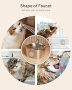 PEKTACO Stainless Steel Cat Water Fountain, 3.2L/108oz Cat Water Dispenser with Quiet Water Pump, Dishwasher Safe Pet Drinking Fountain for Cats with 6 Filters + 6 Sponges