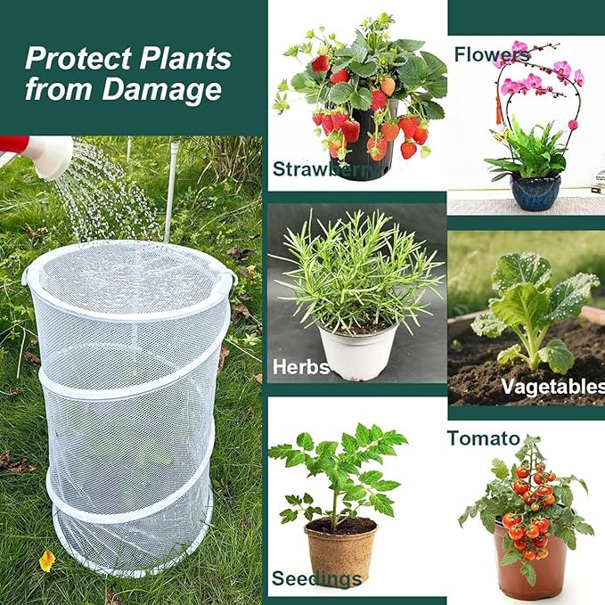 Plant Protector from Cats Indoor - Round Reusable Foldable Breathable Mesh Protector | Garden Plant Net,for Indoor Winter Freezing Frost Season Flower Pot Planter Patio Porch Walkway Farm