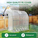 SPECILITE 79” x 40” x 83” Lean to Greenhouse for Outdoors, Portable Walk-in Plant Green House with 1 Roll-up Zipper Door and Mesh Window, Reinforced Steel Frame with PE Cover, Anchor and Ropes, White