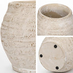 Briful Rustic Vintage Ceramic Pottery Vase, 5.1'' Farmhouse Table Decor with Distressed Texture, Wide Mouth Decorative Jar Vases for Home Decor, Shelf & Entryway, Cream White