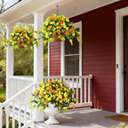 Hommyea Artificial Flowers for Outdoor, 2 Bundles UV Resistant Fake Plants Decoration Realistic Faux Silk Flowers No Fade Plastic Flowers for Outside Planters Home Porch Patio Yard Garden Decor