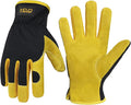 HANDLANDY Men Leather Gardening Gloves, Utility Work Gloves for Mechanics, Construction, Driver