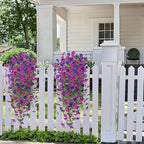 Fake Artificial Hanging Flowers for Outdoors Decoration, 2 PCS Faux UV Resistant Artificial Outdoor Flowers, Fake Plants Look Real Daisy No Fade Spring Decor for Porch Home Patio Balcony and Yard