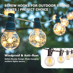 50 Pcs Outdoor Hooks for String Lights,Screw Hooks for Hanging Plants,Ceiling Hooks with Safety Buckle,Square Hanger for Wind Chimes,Bird Feeder,Lanterns,Christmas Decorations (Rose Gold)