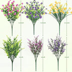 ATTGREAT Artificial Spring Flowers Outdoors UV Resistant Fake Greenery Plants Realistic Plastic Flowers Outside Faux Silk Wildflowers for Home Planter Porch Garden Decor, 6 Bundles (Multicolor)